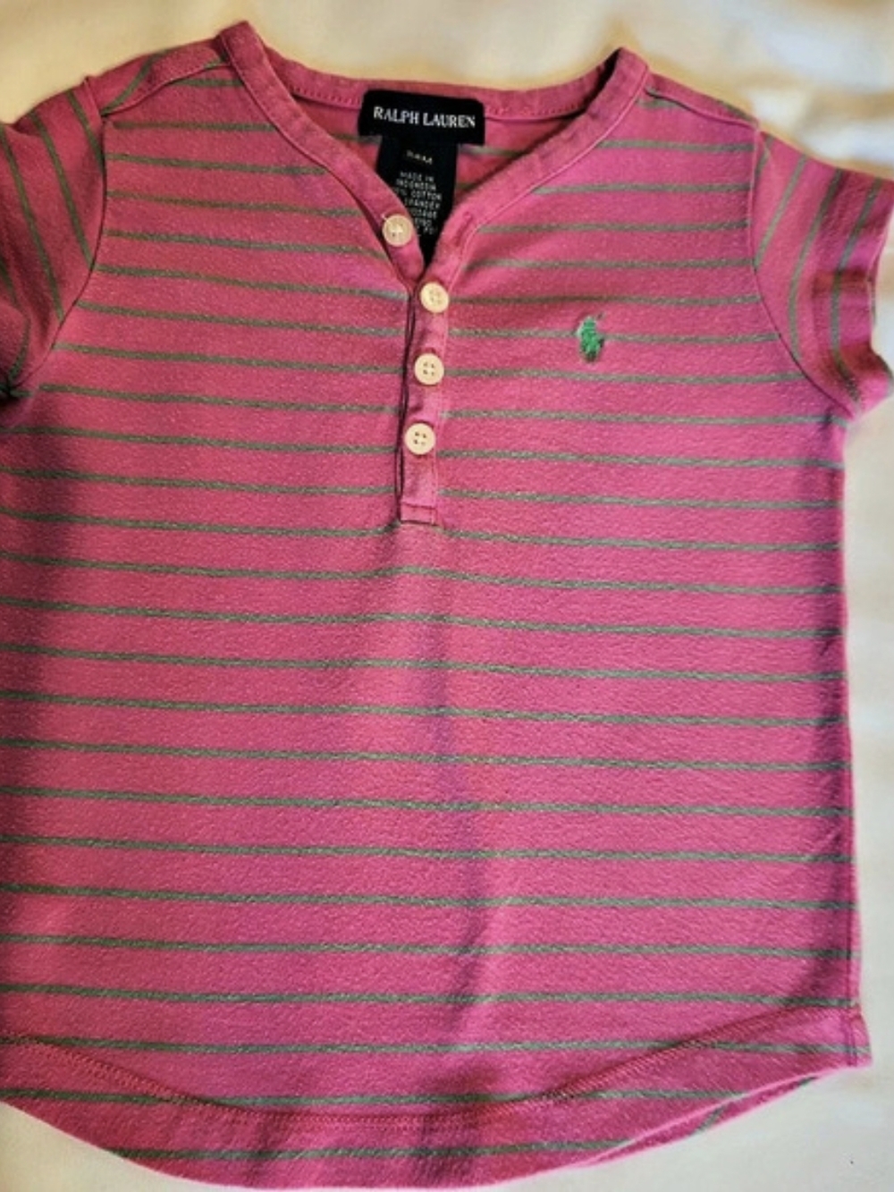 Ralph Lauren Baby 24M Pink & Green Striped Polo